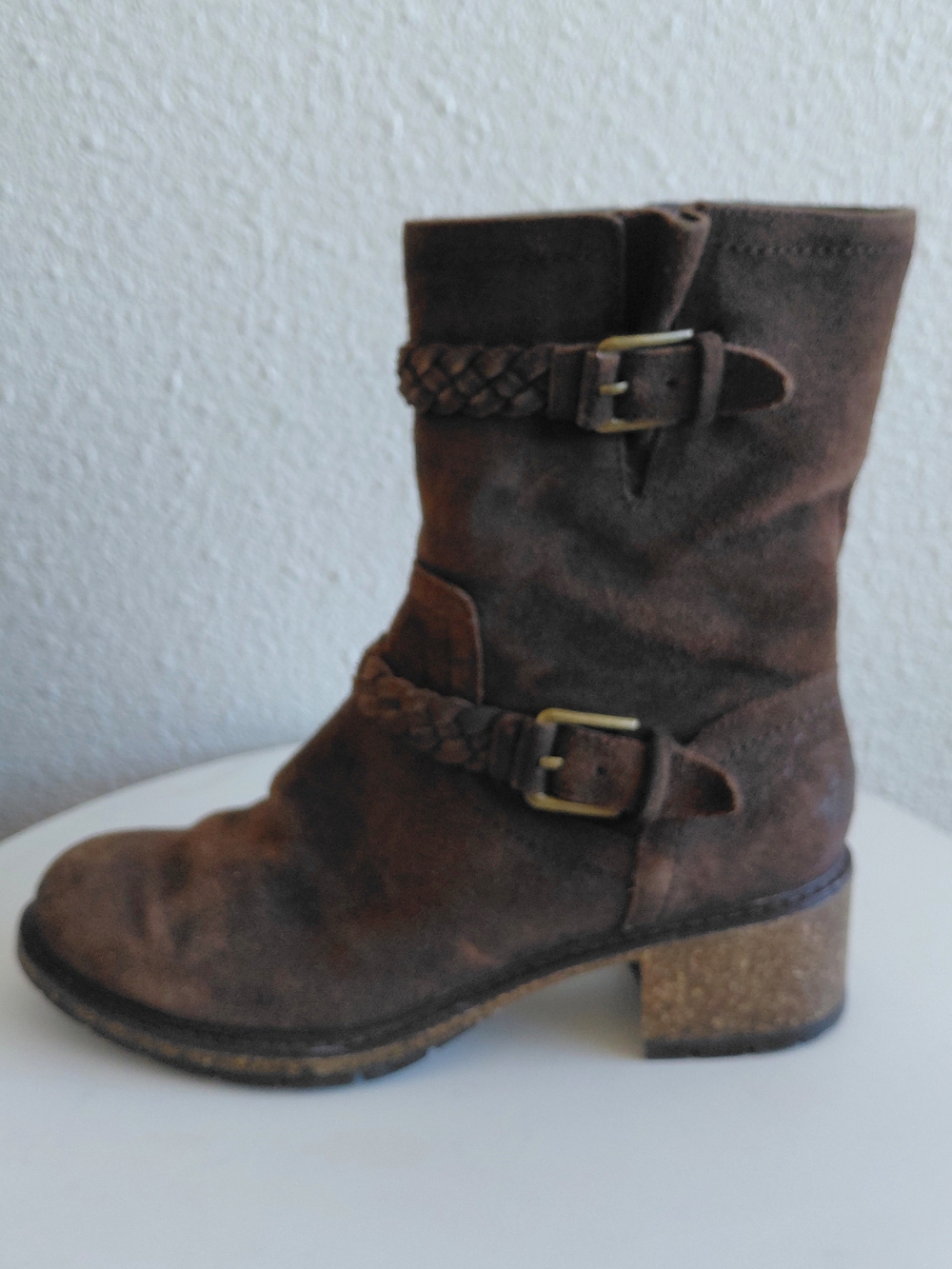 Aetrex Nora Boot Brown Leather Siede Women's Low Heel Boots